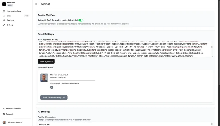 Mailflow draft reply interface