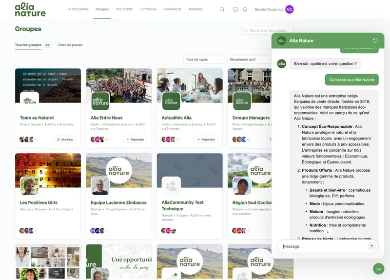 Alia Nature: AI Chatbot for a network of independent sales advisors
