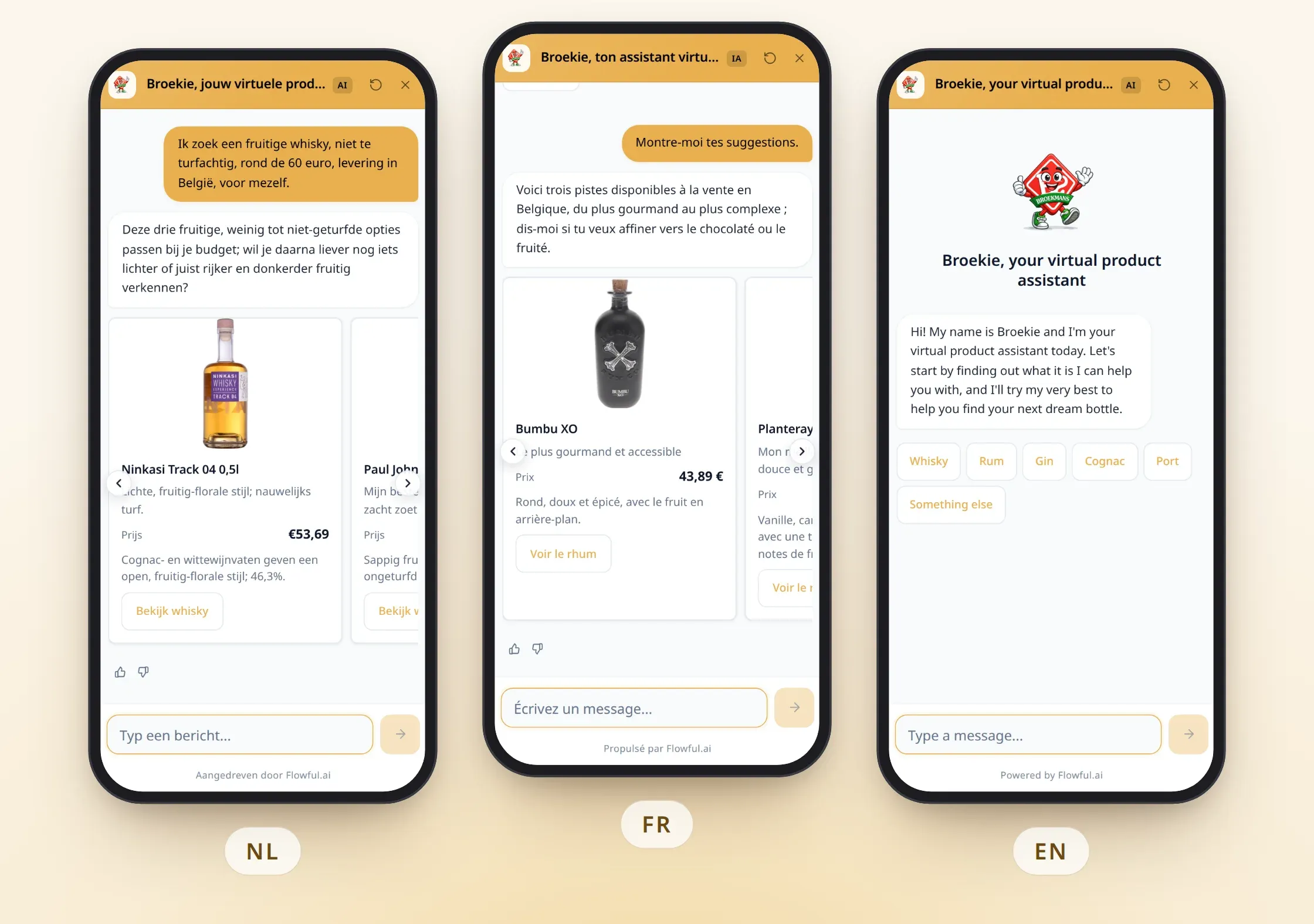 The Broekmans assistant on mobile in Dutch, French and English