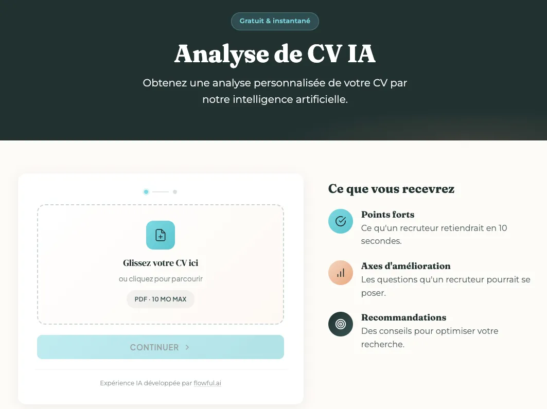 CV upload form interface