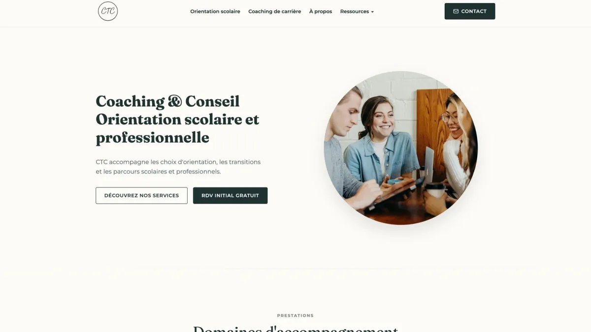 Homepage van de professionele website van CTC