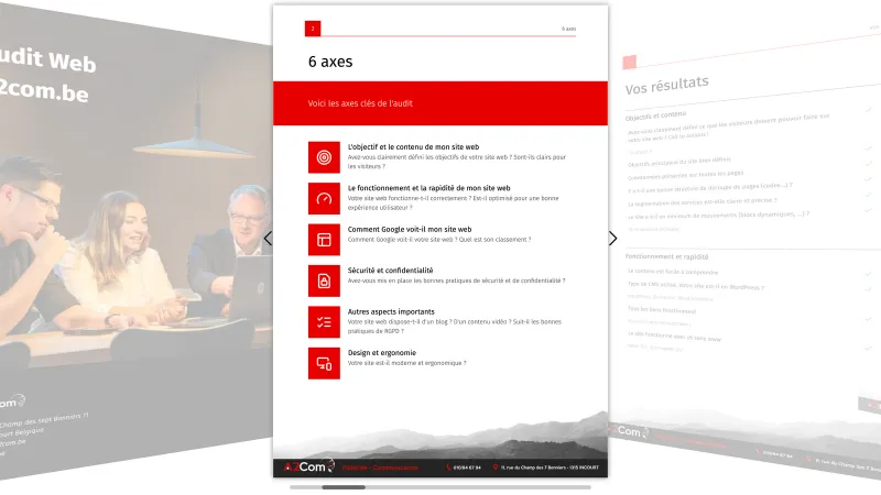 A2Com flipbook-rapport van webaudit