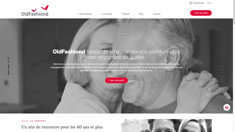 Interface van het OldFashiond-datingplatform